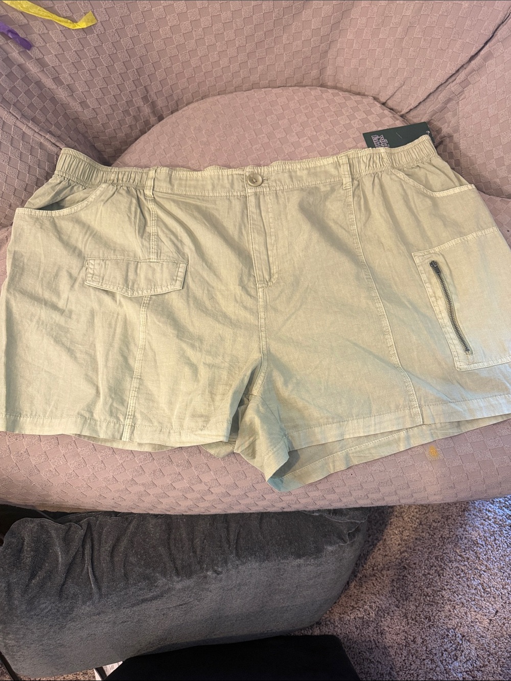 wild fable Pale Green Utility Cargo Shorts with Zip Pocket